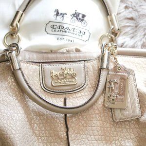 COACH limited edition gold shimmer leather handbag with matching wallet